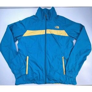 The North Face Women Size L Hydrenalite Jacket Full Zip Windbreaker Blue/Yellow
